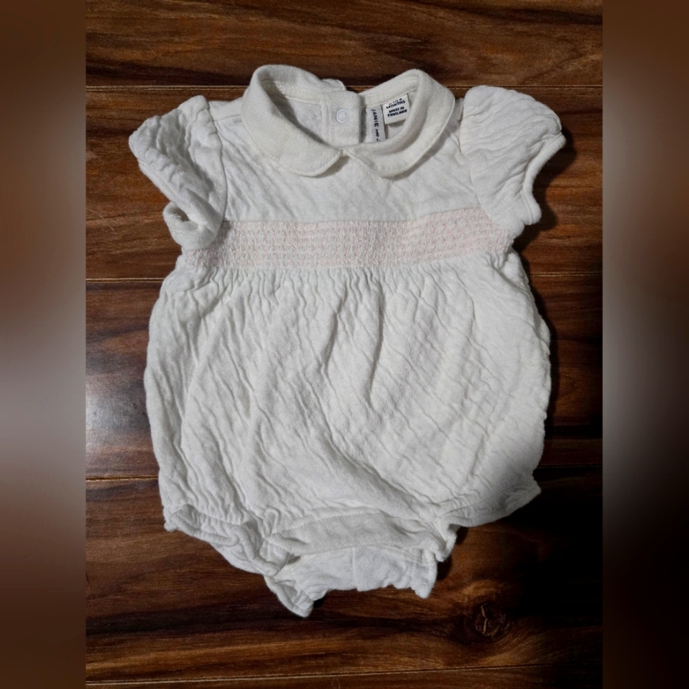 Janie and Jack Pink and White Romper, 0-3 months
